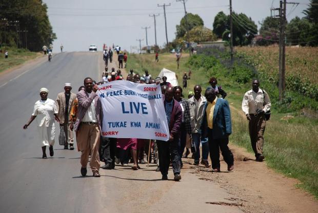 Marching for peace in Burnt Forest, Kenya