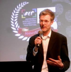 Dr Alan Channer speaking at the 5th iREP International Documentary Film Festival in Lagos, Nigeria, 21 March.