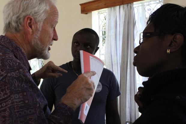 Anthony Duigan engages members of the Kenyan team from WfA