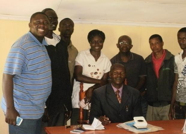 WfA team was able to meet the assistant chief Gerard of Ndarangua (seated) at his office