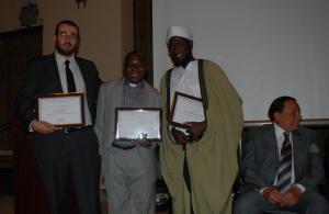 Imam Ashafa, Pastor James and Dr Karam show their certificate of appreciation from the American University of Cairo on 2 June, 2009 