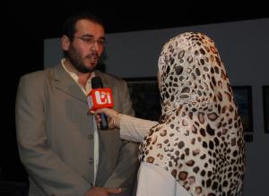 Imad Karam interviewed by Ana TV at El Sawy Cultural Centre, 5 June, 2009 (Photo:  Lubna)