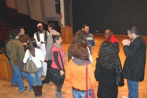 Imam Ashafa and Pastor James speaking to students (Photo: Mary Winstanley  Channer)