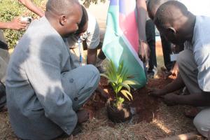Delegates of South Sudan - newest state in the world - plant a tree at the conference venue