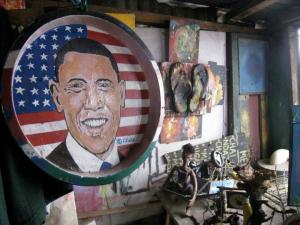 Portrait of US President Obama at the Masai Mbili Art Studio