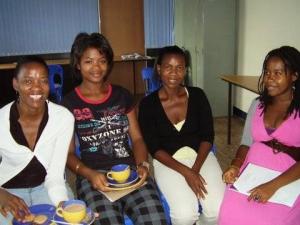 Portia Mosia (left) with social workers in training