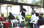 The Chaplain to the Kenya Defence Forces, Rt Revd Bishop Alfred Rotich, and Pastor James Wuye interact in group discussion.