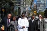 The launch team for 'An African Answer' outside the United Nations.
Charles Aquilina (IofC programme co-ordinator), Pastor James Wuye, Imam Muhammad Ashafa, Joseph Karanja (film production consultant) and Dr Alan Channer (film director)