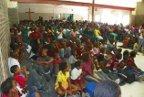 School children packed the hall
